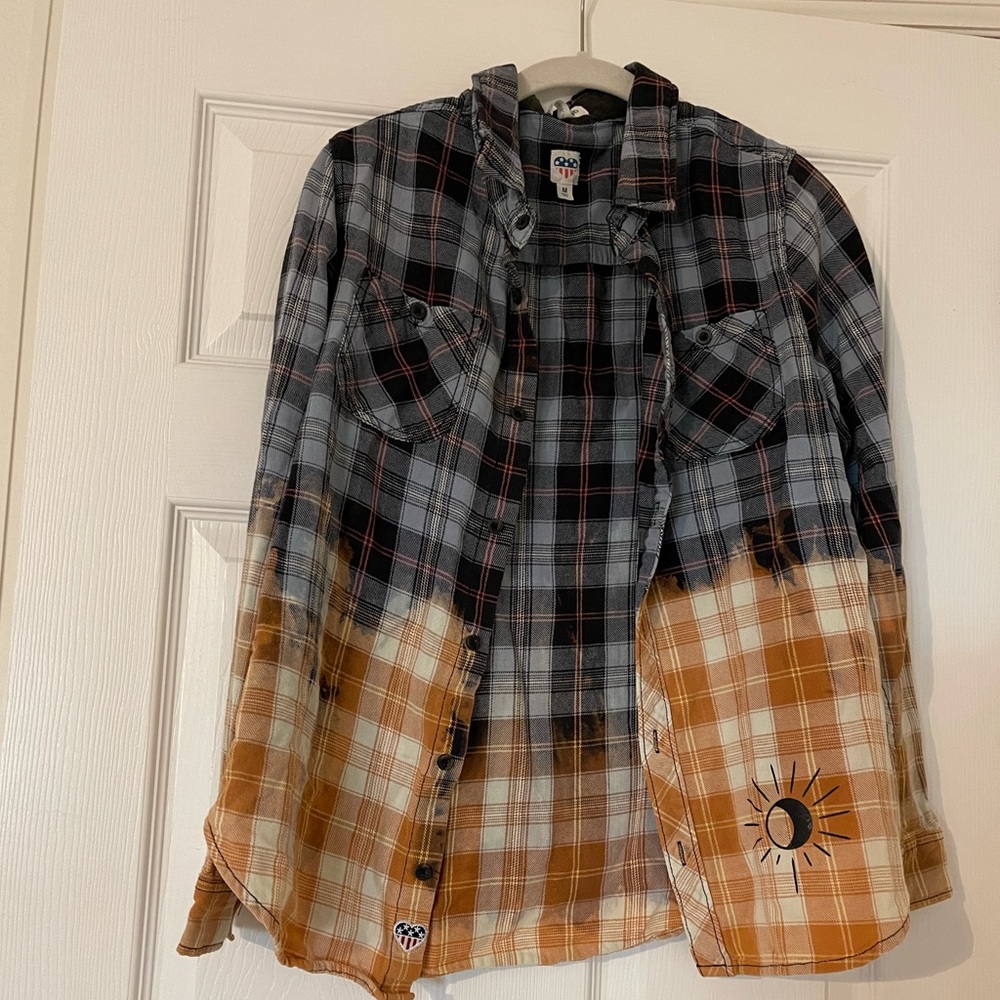 Bleach dip dyed flannel